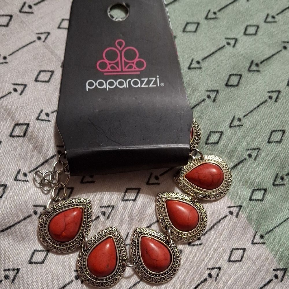 Paparazzi Red and Silver Teardrop Bracelet